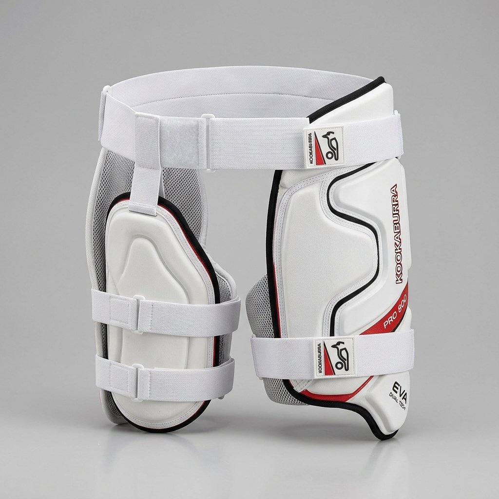Contoured dual thigh guard set